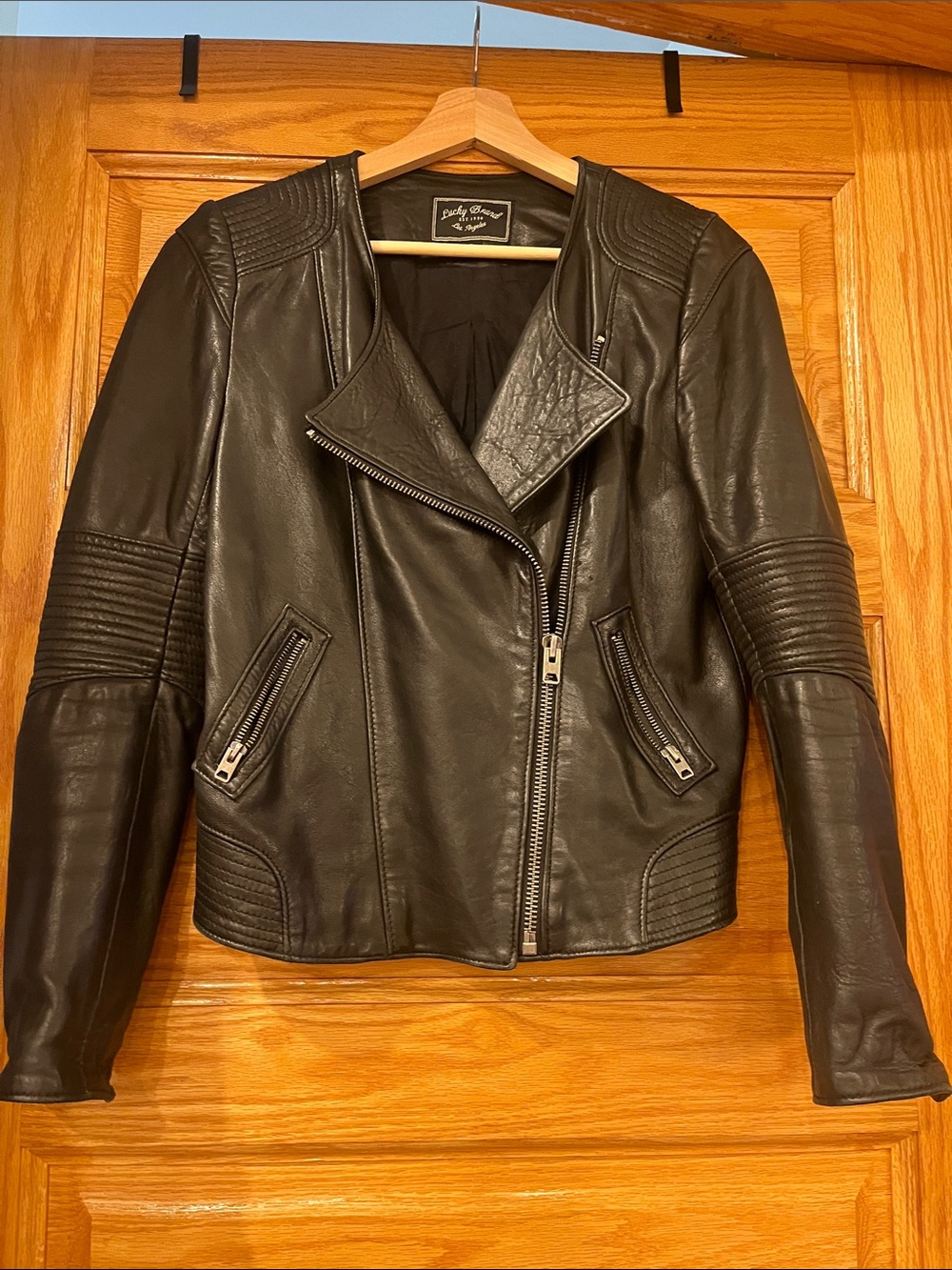 Lucky Brand Black Asymmetrical Leather Moto Jacket - Picture 2 of 7